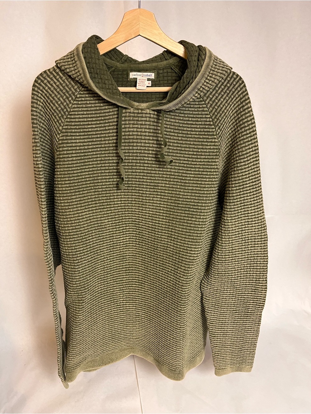 Men’s Hooded Textured Olive Sweatshirt